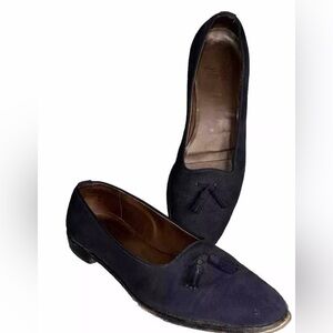 Women’s Allen Edmonds Size 10 Blue Suede Sierra Flats With Tassels Oxfords